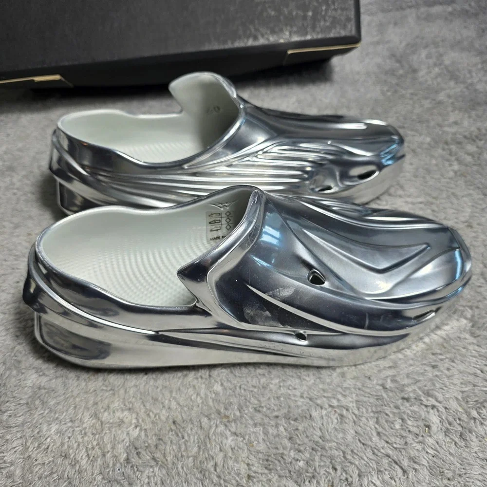 1017 ALYX 9SM Mono Chrome Silver Metallic‎ Slip Ons Clogs Shoes EU 40 NEW IN BOX